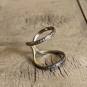 Champagne diamond sterling silver double ring size 6